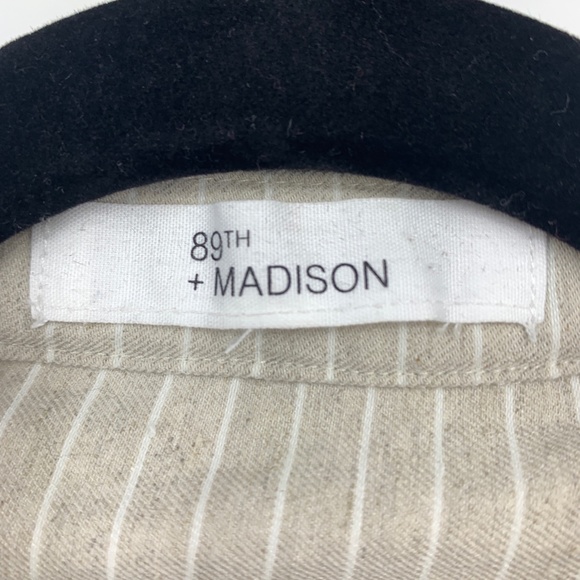 89th & Madison womens XL jacket‎ stripes one button ruched sleeves linen blend - Picture 5 of 7